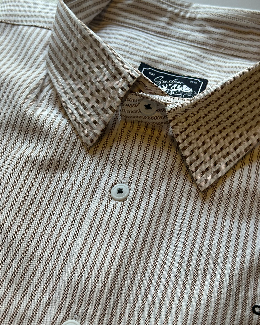 Beige Striped Boxy Shirt